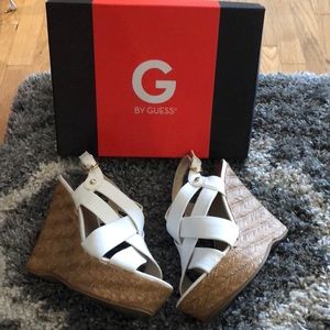 Guess White Wedge Heels